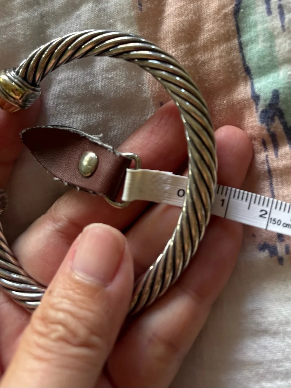 David Yurman Silver Twisted Cable Classics Open Cuff with Green Gemstone Ends